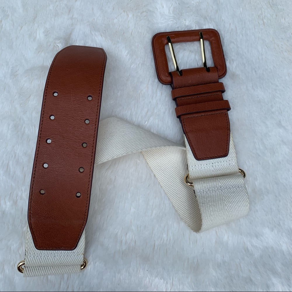 Cole Haan Woven and Leather Wide Belt small